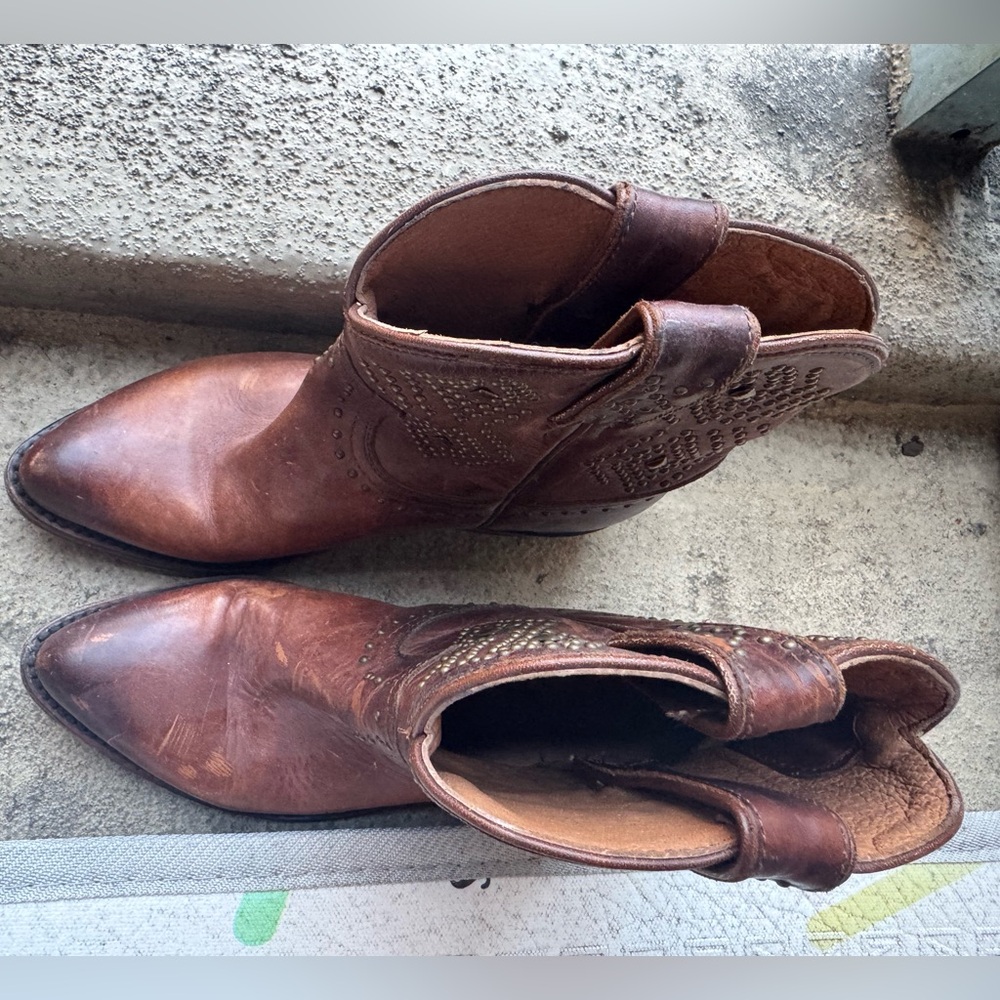 Frye Brown Studded Ankle Boots - Picture 3 of 6